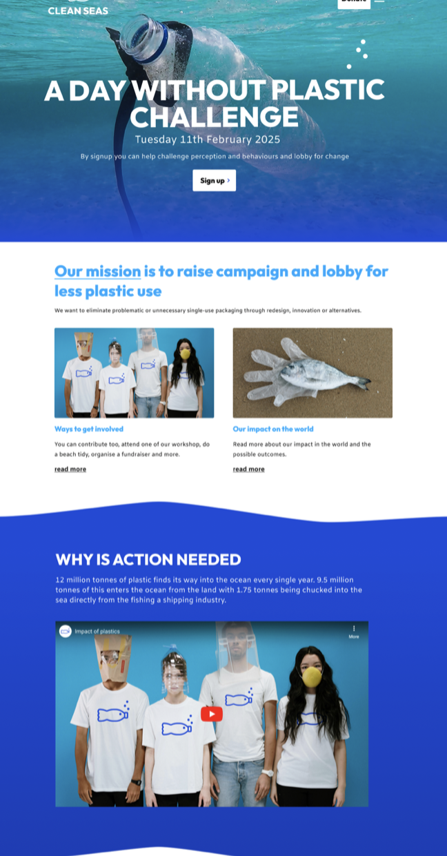 Homepage before accessibility improvements